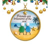 Christmas Tree Decorations, Beach Motif, Hanging Friendship Decoration, 2D Acrylic Pendant for Indoor Outdoor Seasonal Christmas Decoration, Winterproof, Living Room, Front Garden, Home Decoration