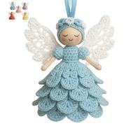 Christmas Tree Decorations, Blue Knit Handmade Christmas Angel Doll Pendant, Hanging Xmas Decorations for Xmas Tree, Fireplace, Window, Present