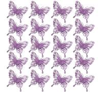 Christmas Tree Decorations, Butterfly Decorations 20Pcs Glitter Butterfly Ornaments for Christmas Tree Artificial 3D Butterflies Purple Hollow Butterfly Stickers for Christmas, Wreath