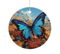 Christmas Tree Decorations Ceramic Big Butterfly Hanging Ornaments with Gold String Double-Sided Personalized Xmas Tree Decor for Indoor Home Holiday Party Decorations Gift