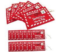 Christmas Tree Decorations, Christmas Envelopes 20PCS Red Santa Envelopes with Hanging Rope Letter to Santa Claus Embroidered Felt Xmas Candy Cards Holders Bags for Tree Decorations