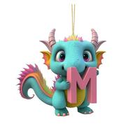 Christmas Tree Decorations, Christmas Hanging Ornaments 2D Acrylic Dragon with 26 Letters A-Z Holiday Xmas Ornaments Dragon Baby Hanging Decorations for Christmas Tree Party Home Door Wall Decor