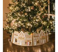 Christmas Tree Decorations Christmas Tree Skirt, Gingerbread House Christmas Tree Collar, LED Christmas Tree Collar, Gingerbread House Tree Skirt, Winter Reusable Stand for Family Christmas Party