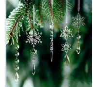 Christmas Tree Decorations, Crystal Ornaments, 5 Pieces Iridescent Clear Acrylic Snowflakes for Christmas Tree, Winter Party Decorations