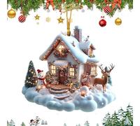 Christmas Tree Decorations - Cute Santa Snowman House Shape Hanging Ornaments | Christmas Hanging Ornaments Decorations For Family | Snow House Ornament For Home Holiday Winter Decor
