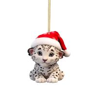 Christmas Tree Decorations Cute Snow Leopard Baby Christmas Pendant Hangs Car Christmas Decoration Hanging Novelty Acrylic Baubles Creative Crafts Hallmark Ornament Xmas Decor (1A-C, One Size)