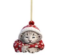 Christmas Tree Decorations Cute Snow Leopard Baby Christmas Pendant Hangs Car Christmas Decoration Hanging Novelty Acrylic Baubles Creative Crafts Hallmark Ornament Xmas Decor (1A-D, One Size)