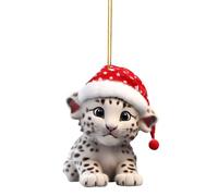 Christmas Tree Decorations Cute Snow Leopard Baby Christmas Pendant Hangs Car Christmas Decoration Hanging Novelty Acrylic Baubles Creative Crafts Hallmark Ornament Xmas Decor (C1-E, One Size)
