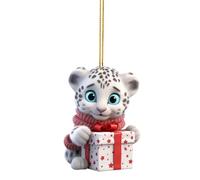 Christmas Tree Decorations Cute Snow Leopard Baby Christmas Pendant Hangs Car Christmas Decoration Hanging Novelty Acrylic Baubles Creative Crafts Hallmark Ornament Xmas Decor (1A-B, One Size)