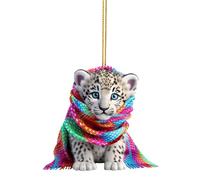 Christmas Tree Decorations Cute Snow Leopard Baby Christmas Pendant Hangs Car Christmas Decoration Hanging Novelty Acrylic Baubles Creative Crafts Hallmark Ornament Xmas Decor (B1-A, One Size)