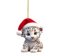 Christmas Tree Decorations Cute Snow Leopard Baby Christmas Pendant Hangs CarDecoration Hanging Novelty Acrylic Baubles Creative Crafts Hallmark Ornament Xmas Decor Stunning Unusual Gift