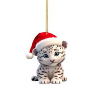 Christmas Tree Decorations Cute Snow Leopard Baby Christmas Pendant Hangs CarDecoration Hanging Novelty Acrylic Baubles Creative Crafts Hallmark Ornament Xmas Decor Stunning Unusual Gift