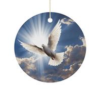 Christmas Tree Decorations,Dove Print Friendship Ornaments,Round Christmas Ornament,Ceramic Xmas Tree Decor