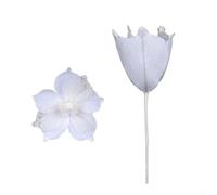 Christmas Tree Decorations Featuring Artificial Flowers 2023, Set of 3 Baubles for Hanging on Trees, Wreaths, Garden Parties, and Weddings (white)