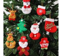 Christmas Tree Decorations Felt Ornaments Set of 10/20/30 with Santa Snowman Reindeer Designs in Red Green White Non-Woven Fabric Hanging Pendants for Holiday Home Fireplace Door Car Decor(137*274cm)
