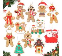 Christmas Tree Decorations, Figurine Hanging Ornaments Set 12PCS Ginger Man with Strings Hanging Ornaments Christmas Gingerbread Ornaments Set for Xmas TreeHoliday Party Festive Season Birthday Gift