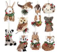 Christmas Tree Decorations for Christmas, Pack of 10, 2D Acrylic Flat Decoration, Animal Christmas Tree Ornaments, for the Family, Indoor, Outdoor, Holiday, Home, Wall, Window, Table, Living Room