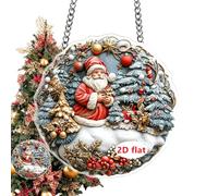 Christmas Tree Decorations, for Hanging, Country House Style Christmas Tree Decoration - 2D Acrylic Shatterproof Santa Claus Decoration for Indoor Outdoor Living Room Dining Room Kitchen Hallway