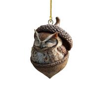 Christmas Tree Decorations,Forest Animal Acorn Ornaments,Woodland Christmas Decorations,Lovely Sleeping Animal Acrylic Xmas Trees Hanging Decorations Home Decor Rustic Nature Themed (E)