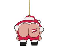Christmas Tree Decorations funny Santa Claus butt pendant Cartoon Christmas Decorations Acrylic Pendant Car Pendant Bag Hanging Christmas Ornament Novelty Baubles For Xmas Gift Home (11-B, One Size)