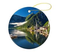 Christmas Tree Decorations Hallstatt Austria Mountain Lake, Tree Decorations With Lanyard Christmas Tree Pendant Christmas Hanging Decoration For Xmas Holiday Indoor Party