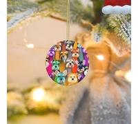 Christmas Tree Decorations Hanging Oil Cute Schnauzer Dogs Ornament, Smooth Ceramic Christmas Tree Ornaments, Hanging Round Pendants Keepsake Decor for Xmas Tree Winter Holiday Xmas Gift