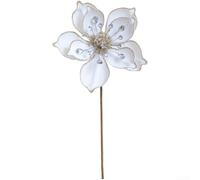 Christmas Tree Decorations in Flannel with Magnolia Design, Perfect for Holiday and Party Atmospheres with Modern Art Style Influence (White)