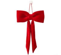 Christmas Tree Decorations Long Velvet Bow Ornaments, Soft Fabric Holiday Window Hanging for Festive Adornment, Luxurious Touch for Seasonal Home Decor Displays(20cm Red)