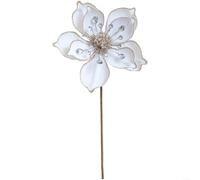 Christmas Tree Decorations Made From Flannel With Magnolia Flower Design For Holiday And Party Use, Offering Stylish Visual Appeal(White)