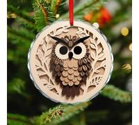 Christmas Tree Decorations Ornament, Coffee Bean Owl Print Christmas Tree Ornaments, Crystal Glass Xmas Decorative Hanging Ornaments, Xmas Decor Indoor Home Holiday Party Gifts