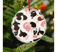 Christmas Tree Decorations Ornament, Cow Pattern Christmas Tree Ornaments, Crystal Glass Xmas Decorative Hanging Ornaments, Xmas Decor Indoor Home Holiday Party Gifts