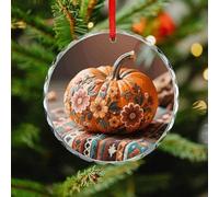 Christmas Tree Decorations Ornament, Fall Pumpkin Ethic Boho Floral Christmas Tree Ornaments, Crystal Glass Xmas Decorative Hanging Ornaments, Xmas Decor Indoor Home Holiday Party Gifts
