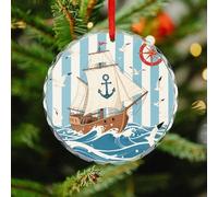 Christmas Tree Decorations Ornament, Nautical Coastal Christmas Tree Ornaments, Crystal Glass Xmas Decorative Hanging Ornaments, Xmas Decor Indoor Home Holiday Party Gifts