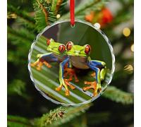 Christmas Tree Decorations Ornament, Red Eyed Tree Frog Christmas Tree Ornaments, Crystal Glass Xmas Decorative Hanging Ornaments, Xmas Decor Indoor Home Holiday Party Gifts