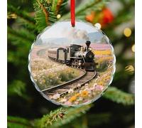 Christmas Tree Decorations Ornament, Steam Train Christmas Tree Ornaments, Crystal Glass Xmas Decorative Hanging Ornaments, Xmas Decor Indoor Home Holiday Party Gifts
