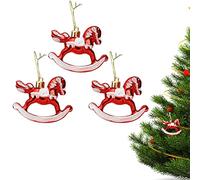 Christmas Tree Decorations - Pack of 3 Small Rocking Horse Ornaments, Small Rocking Horse, for the Door