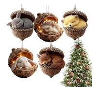 Christmas Tree Decorations | Pack of 5 2D Acrylic Flat Festive Decoration | Christmas Animal Figures Decoration - For Indoor Outdoor Windowsill Table Living Room Festive House Wall Christmas