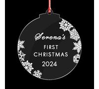 Christmas Tree Decorations Personalised Christmas Baubles Babys First Christmas Custom Acrylic 1st Xmas Tree Decoration Ornament for Family New Baby Bebies Santa Gift 2024(Round)