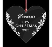 Christmas Tree Decorations Personalised Christmas Baubles Babys First Xmas Custom Acrylic 1st Xmas Tree Decoration Ornament for Family New Baby Bebies Santa Gift 2025（Heart）
