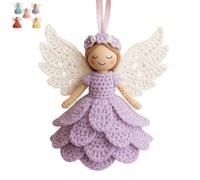 Christmas Tree Decorations, Purple Knit Handmade Christmas Angel Doll Pendant, Hanging Xmas Decorations for Xmas Tree, Fireplace, Window, Present
