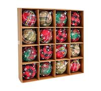 Christmas Tree Decorations Set - 16 Pieces Plaid Fabric | Lightweight and Reusable Pendants Classic Holiday Pattern Easy to Craft Material Perfect for Home Decoration
