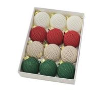Christmas Tree Decorations Set - 7 x 7 x 8 cm, Boho Crochet Home Decoration, 12 Pieces Textured Fabric Baubles | Party Garland, Living Room, Bedroom, Kitchen, Mantle, Hallway, Window Shelf, Holiday