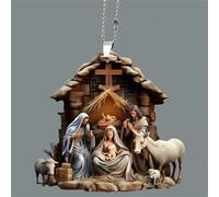 Christmas Tree Decorations Set Nativity Ornaments Sublimation Unique Christmas Decor Christ Baby Mary Baubles Tree Decoration for Holiday Party Home Decor