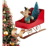 Christmas Tree Decorations | Sleigh Decor Holding Christmas Tree | Iron Pendant for Indoor Outdoor Winter Home Fireplace Mantel Tabletop Yard Door Wall