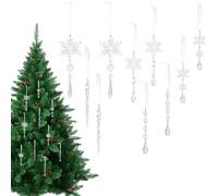 Christmas Tree Decorations | Transparent 2D Acrylic Decorative Winter Decoration,Christmas Tree Clear Acrylic Snowflake Ornaments,for Bedroom Balconies Doorways Wall Garden Yard Path Porch