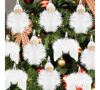 Christmas Tree Decorations White Feather UieaMsio 16 Pieces Small Angel Wings for Christmas Tree White Christmas Decorations Angel White Feather Ornament Party Decoration (16 Pieces)