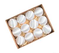 Christmas Tree Decorations With 12 Satin Ball Ornaments Made From Silk Thread And Plastic, Suitable For Various Holiday And Event Decorations(White)