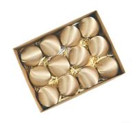 Christmas Tree Decorations With 12 Satin Ball Ornaments Made From Silk Thread And Plastic, Suitable For Various Holiday And Event Decorations(Khaki)