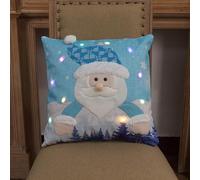 Christmas Tree Decorations Xmas Decor Christmas Throw Pillow Covers With LED Lights Linen Picturesque Light Up Christmas Series Cushion Cover Cases For Home Living Room Bedroom Office