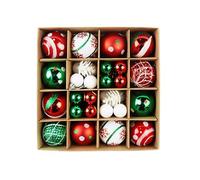 Christmas tree decorative ball hanging ornaments, painted ball gift box set, 42 pieces, red, green and white, various patterns, festive home decoration (red, green and white)